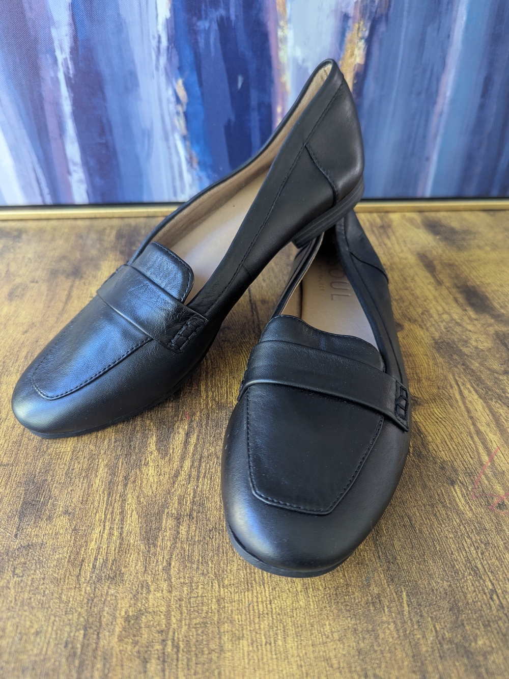 SOUL by Naturalizer KACY KARI Loafer 8.5M Black Leather Penny Flat Work Shoe